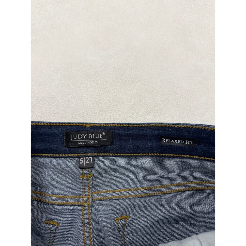 Judy Blue Relaxed‎ Fit Jeans Dark Wash Straight Leg Whiskering Faded Size 5/27 - Picture 6 of 8